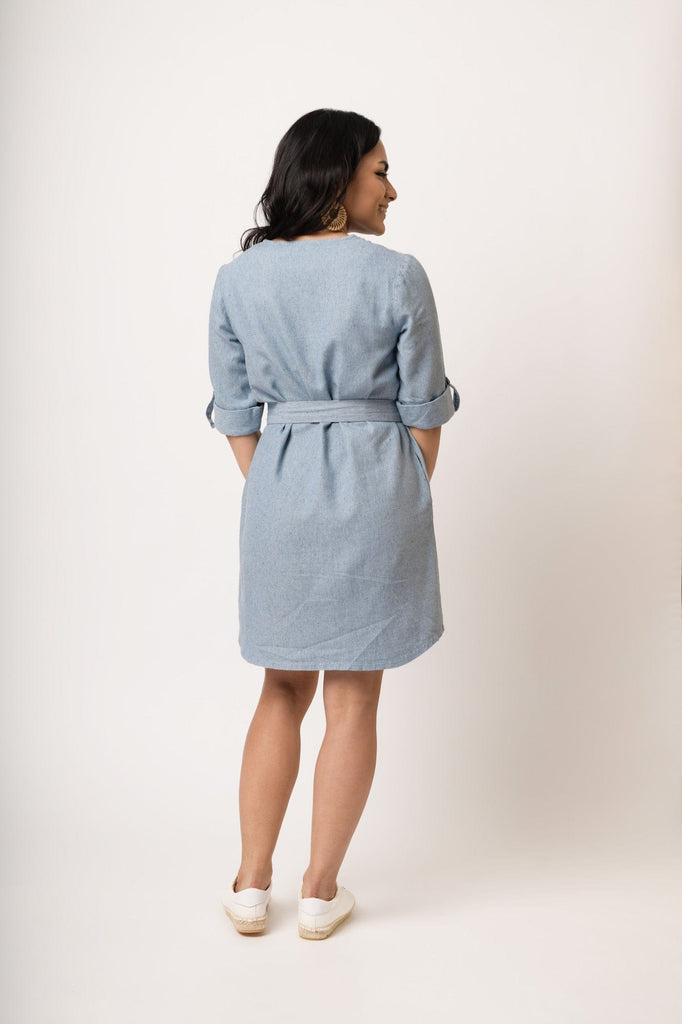 Petite denim dress for summer