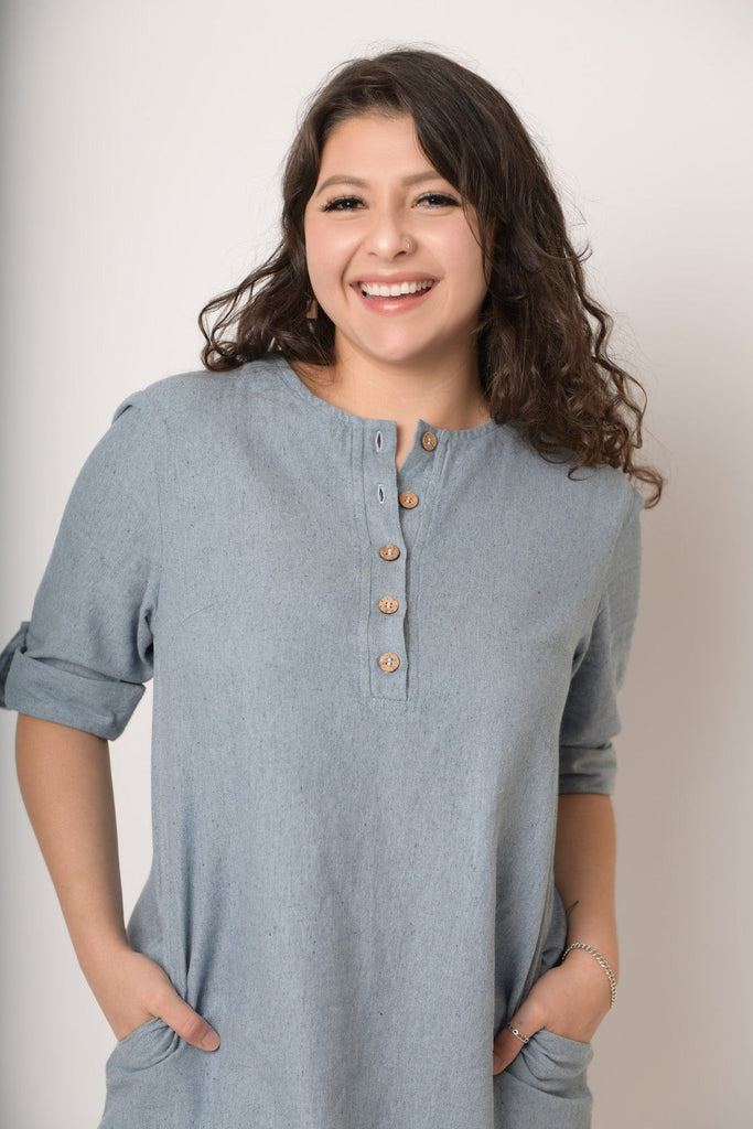 Botton down denim dress