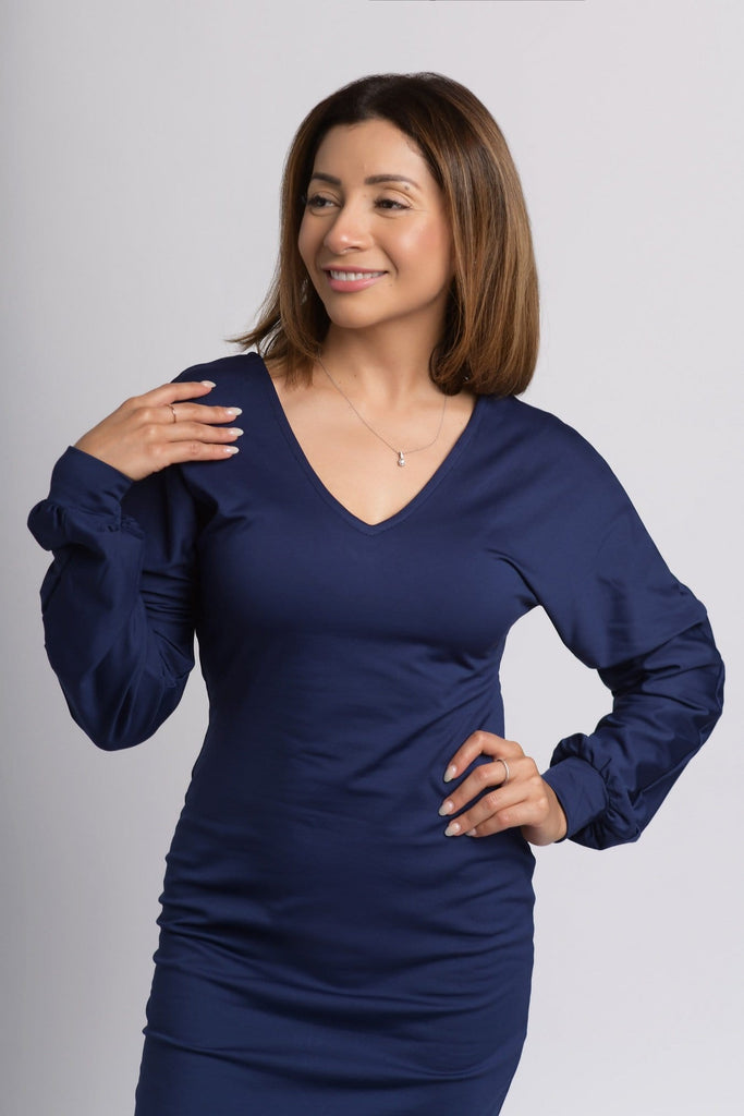 V-neck dress for petite women