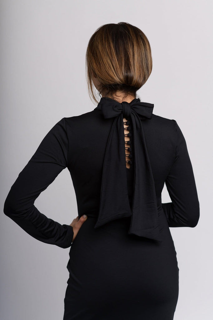 black midi petite dress