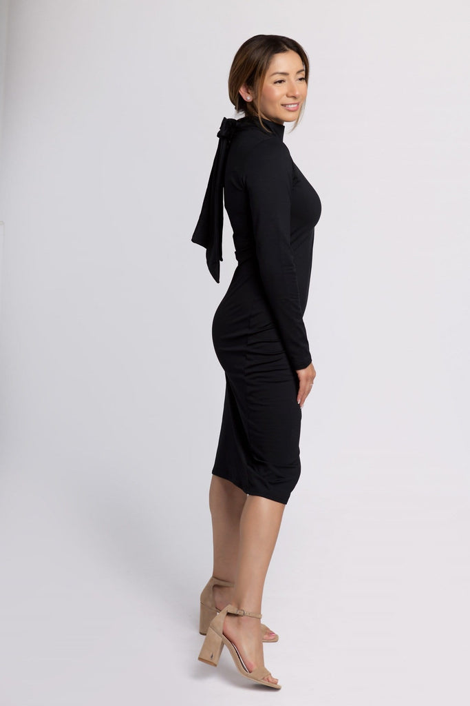 black midi petite dress